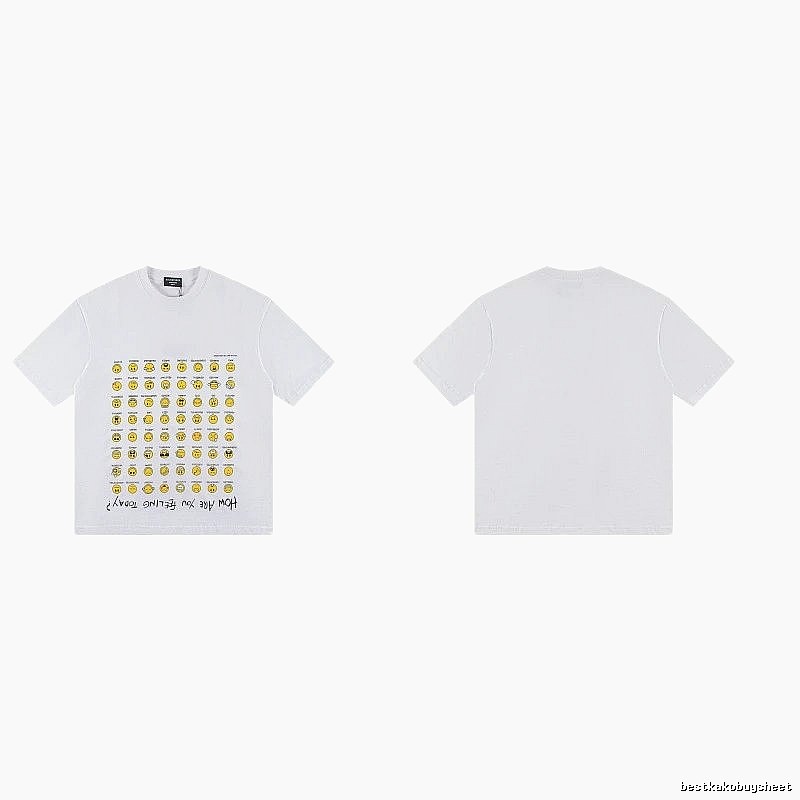 Balenciaga Smiley Face Printed Street Style White T-shirt