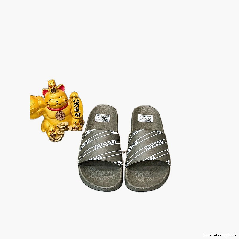 Balenciaga Trendy Cool Twill Military Grey Slides