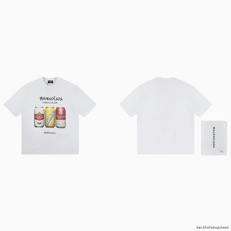 Balenciaga Trendy White T-Shirt with Soda Can Print