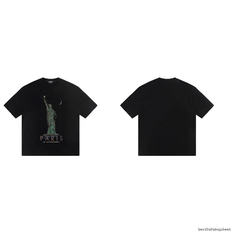 Balenciaga Vintage Style Statue of Liberty Black T-Shirt