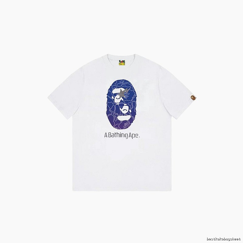 Bape ape face print short-sleeved white T-shirt