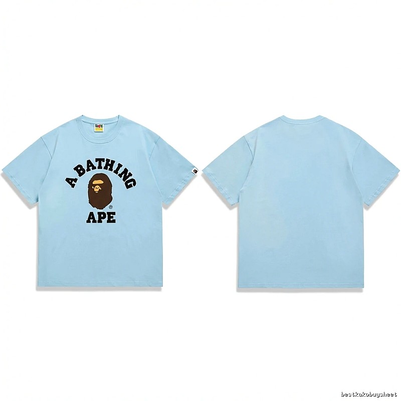 Bape Ape Head Simple Style Light Blue T-shirt
