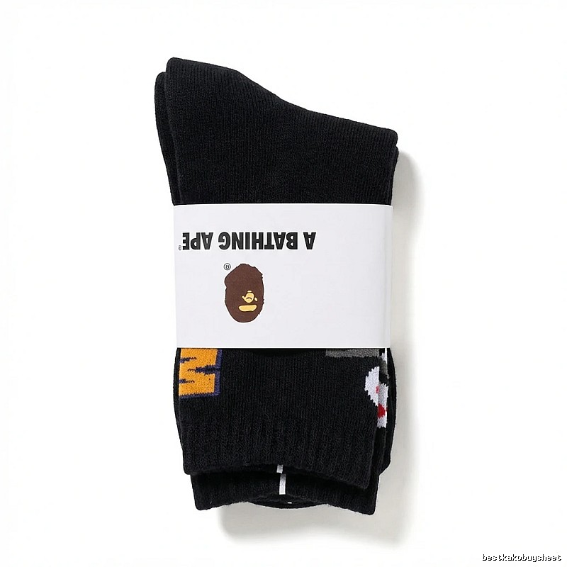 Bape Ape Head Trendy Brand Black Socks