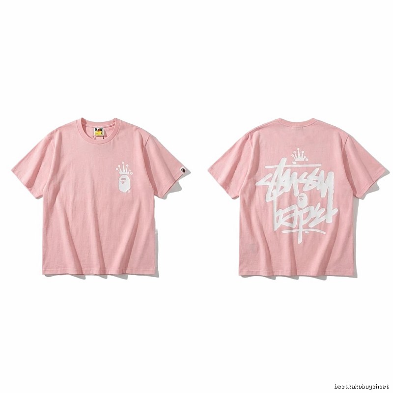 Bape Crown Trendy Pink Short Sleeve
