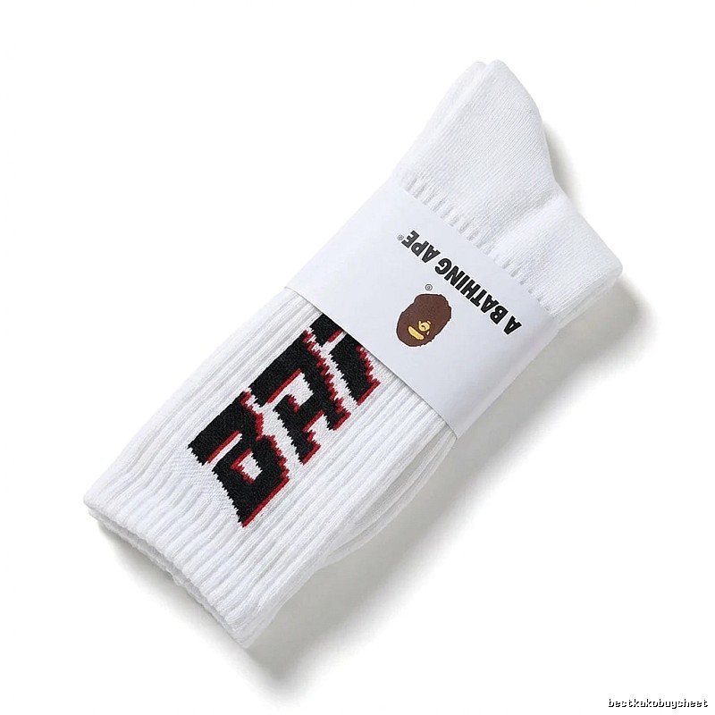 Bape letter trendy brand white socks