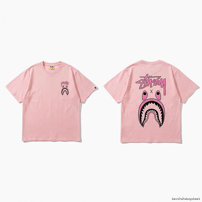 Bape Shark Pink Streetwear Short-sleeve Shirt