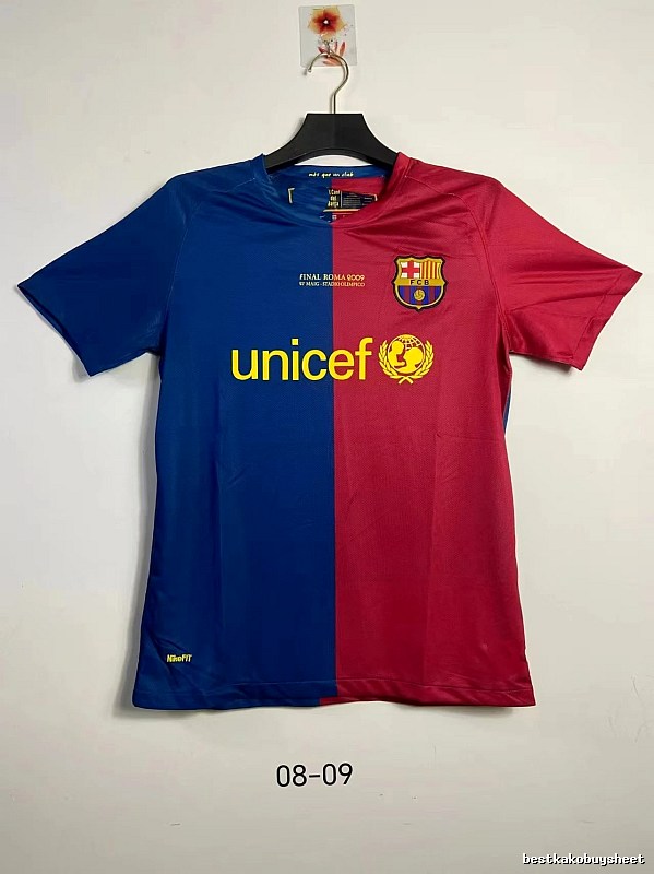 Barcelona Logo Detail Retro soccer jersey Blue Red Barcelona with Relaxed Feel