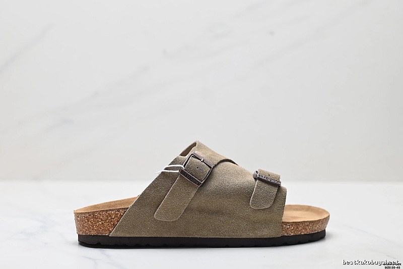 BIRKENSTOCK Cork Vintage Style Khaki Slide Sandals