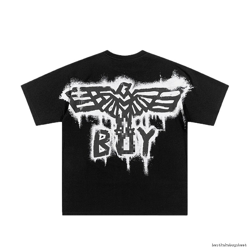 BOY Flying Eagle Graffiti Street Style Black Short-sleeve T-shirt