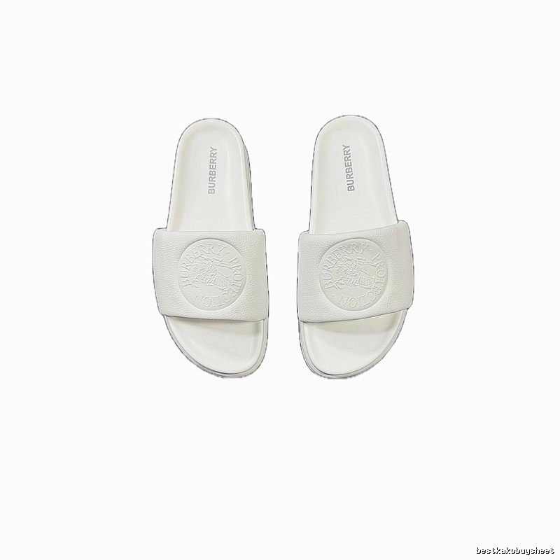 Burberry Embossed Warhorse Minimalist Style White Slides