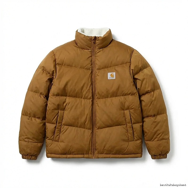 Carhartt workwear style khaki cotton-padded jacket