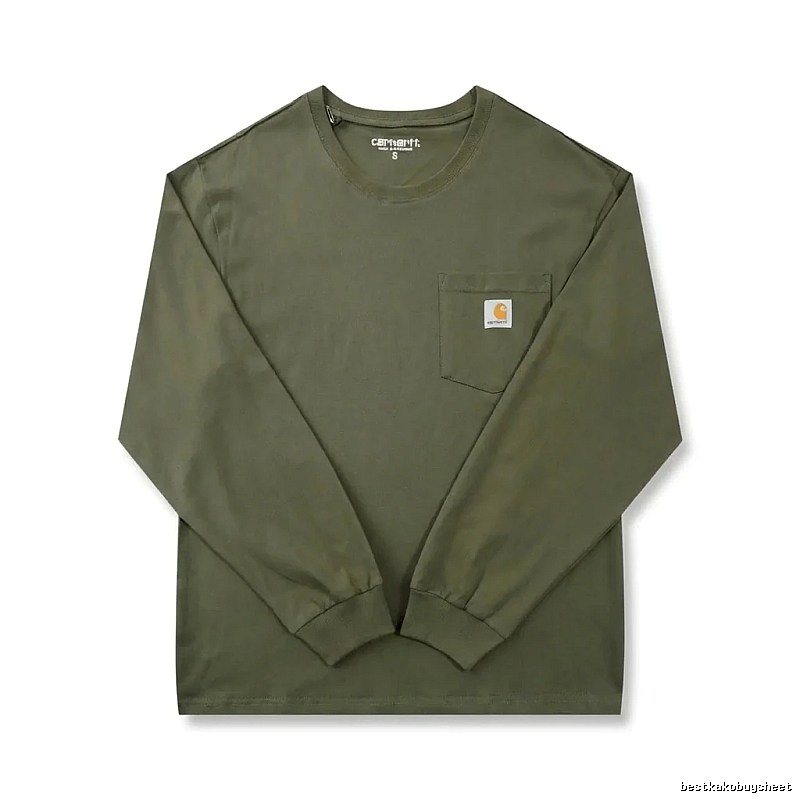Carhartt workwear style olive green long-sleeve