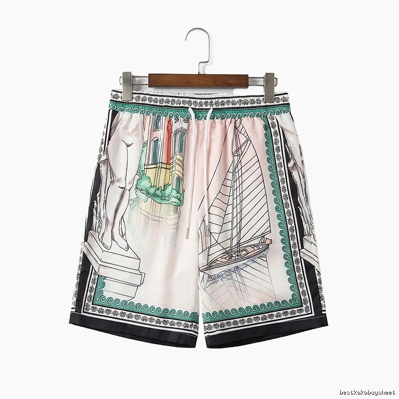 Casablanca Print Retro Style Shorts