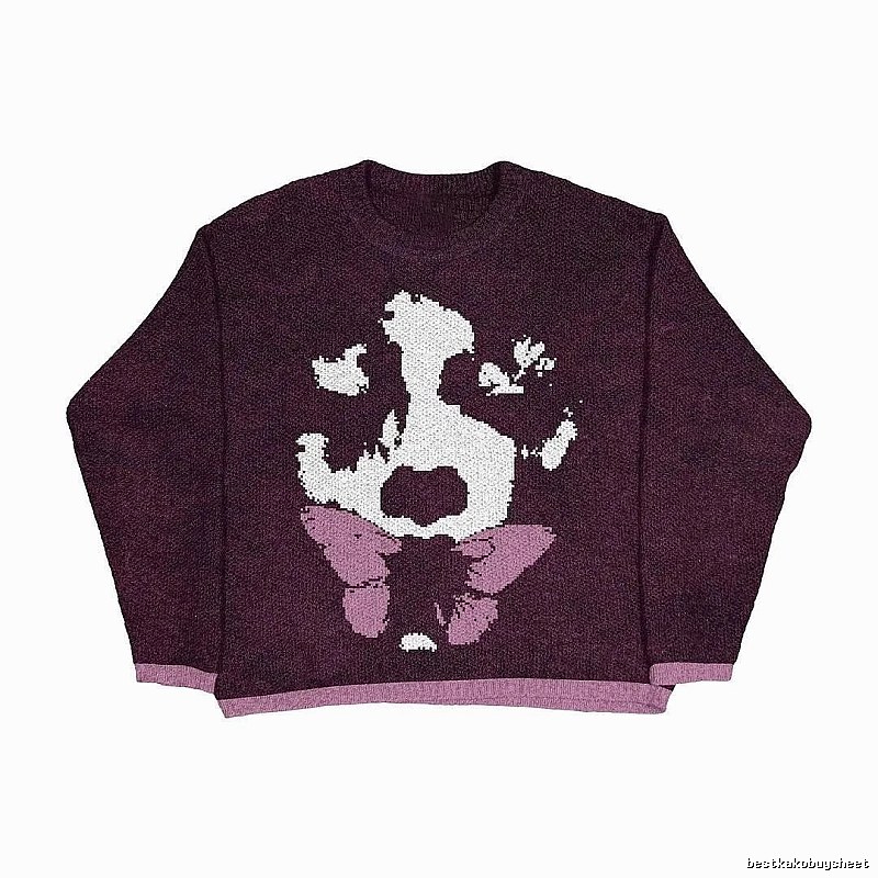 Casual Anime graphic sweater Black Knit Top for Streetwear Looks