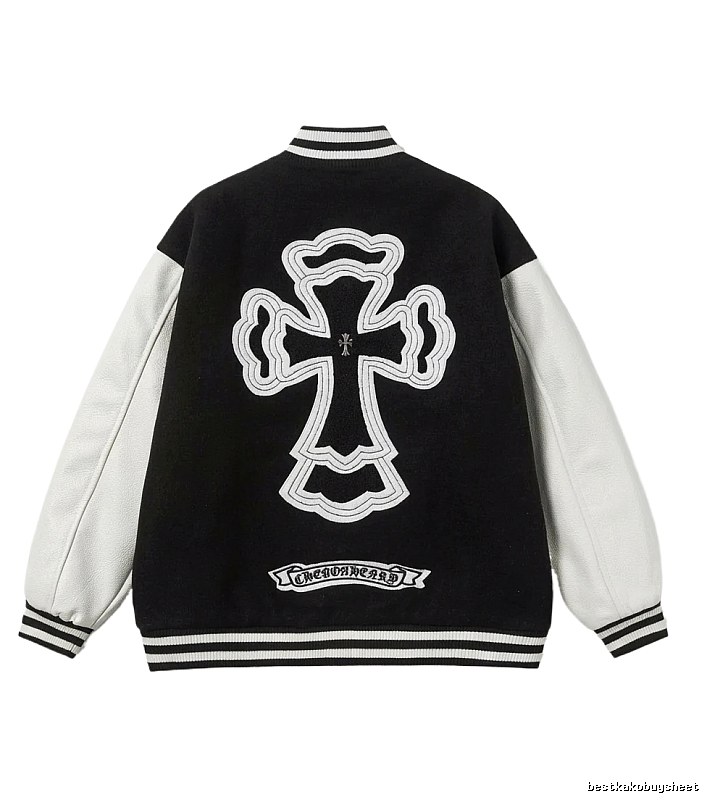 Chrome Hearts Cross Black and White Baseball Jacket