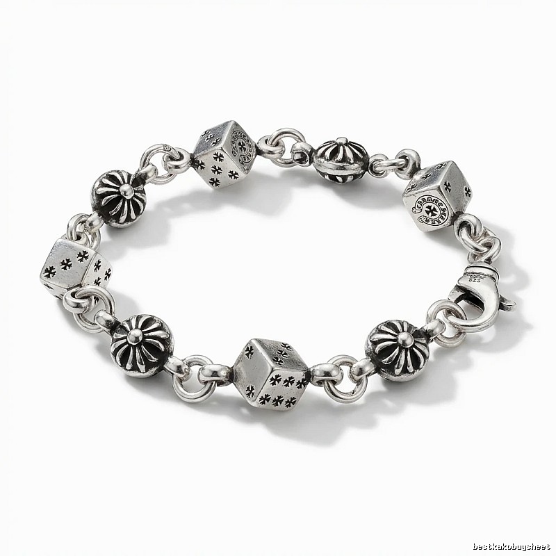 Chrome Hearts Dice Retro Style Silver Bracelet