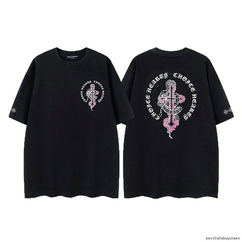Chrome Hearts Gothic Style Snake & Cross Black Short-Sleeve T-Shirt