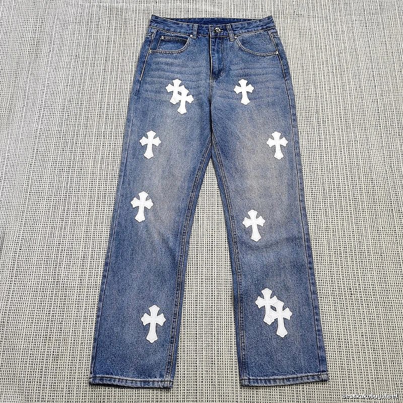 Chrome Hearts Lightweight Cross patch jeans White Jeans Black for Trend Styling