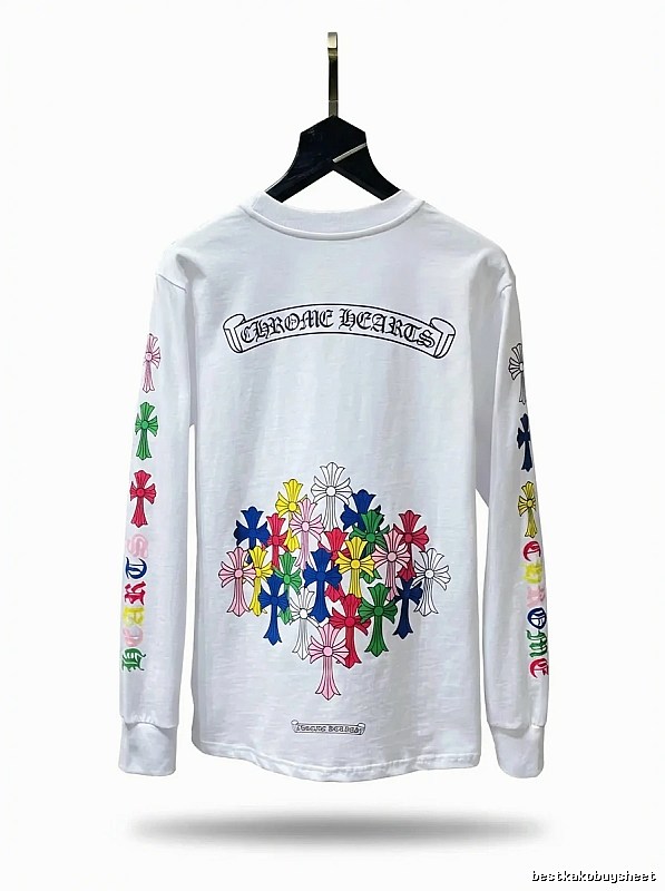 Chrome Hearts Long-sleeved White T-shirt with Colorful Print