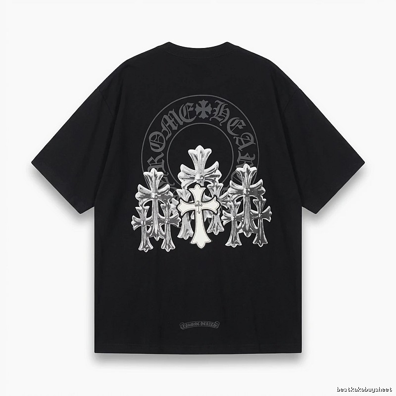 Chrome Hearts Silver Cross Black T - Shirt