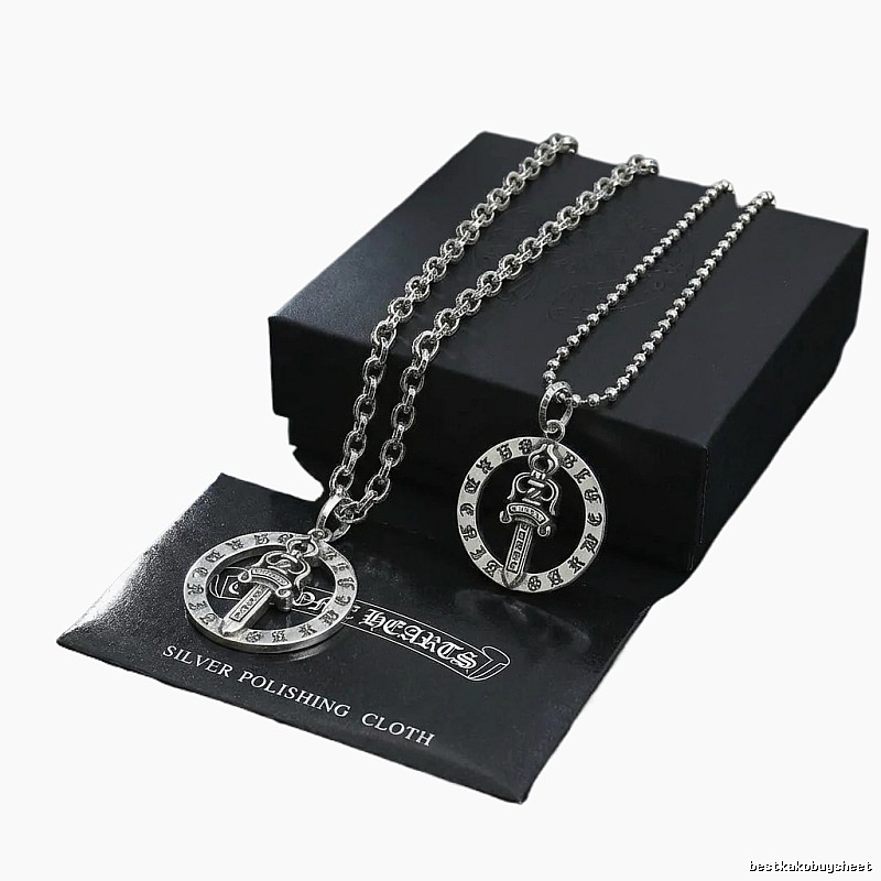 Chrome Hearts Sword-shaped Retro Silver Necklace