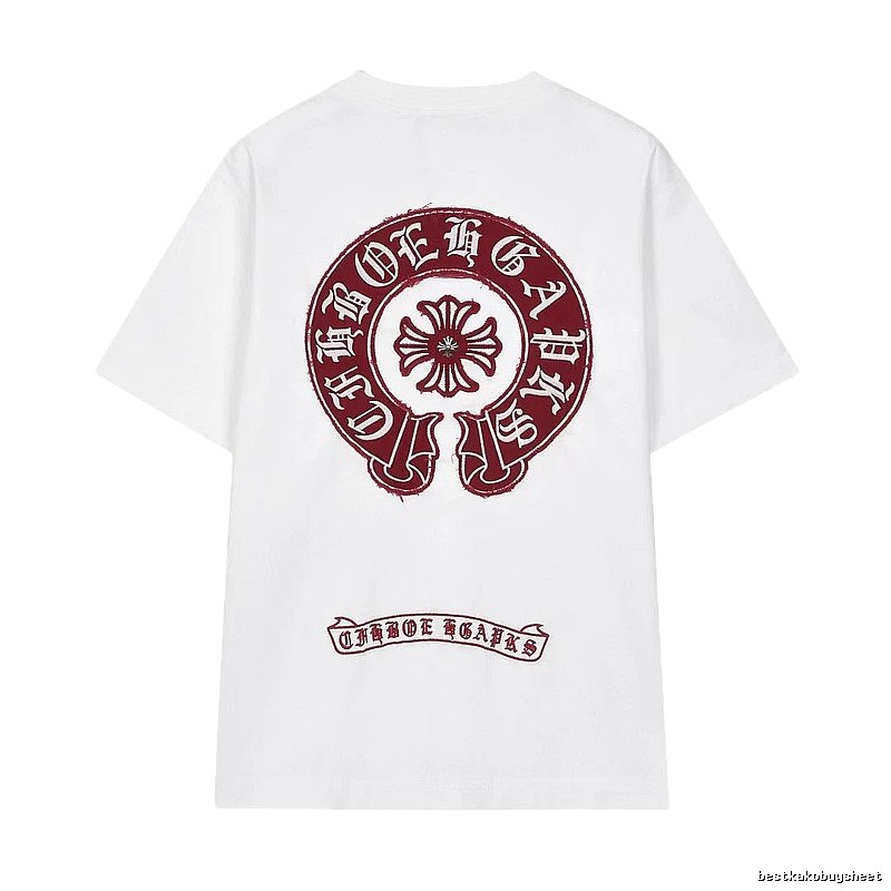 Chrome Hearts Vintage Style White T-shirt with Horseshoe Embroidery