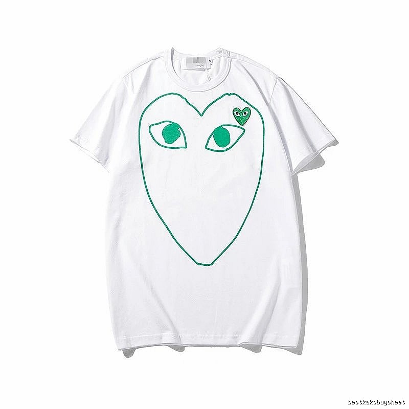 Comme des Garcons PLAY 2023-13 Green Style 2313 Heart Logo T-Shirt Soft Neutral