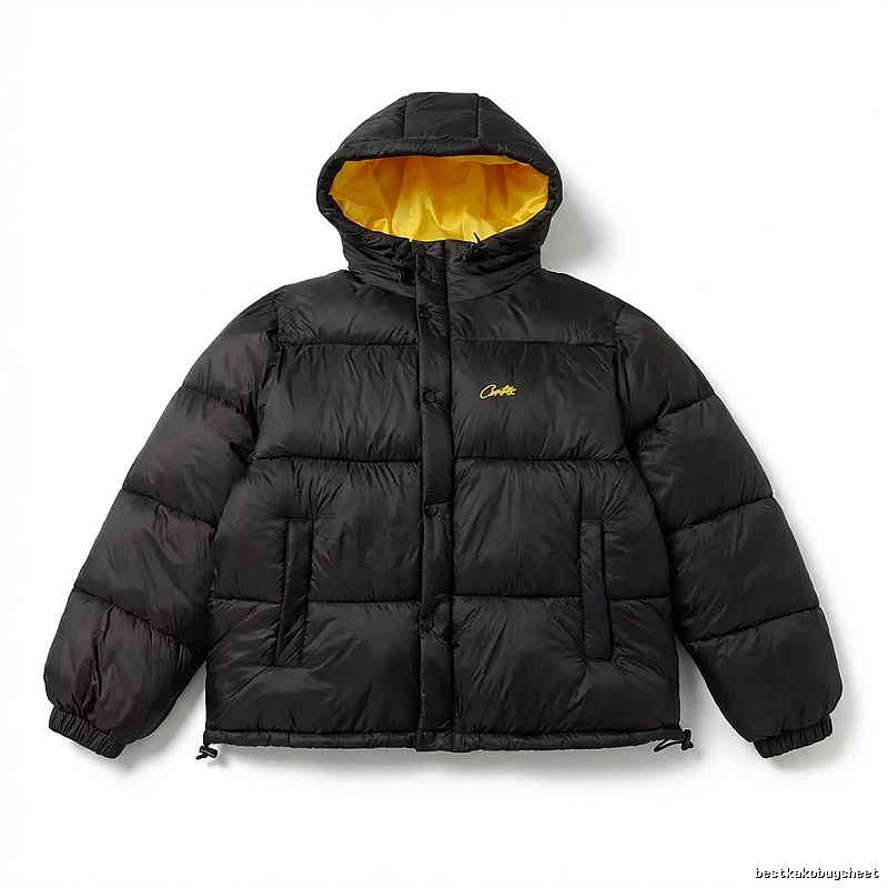 Corteiz black and yellow color - blocking down jacket