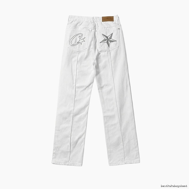 Corteiz Retro Style White Jeans