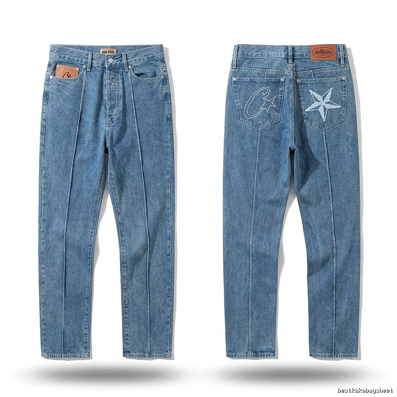 Corteiz star embroidery denim blue jeans