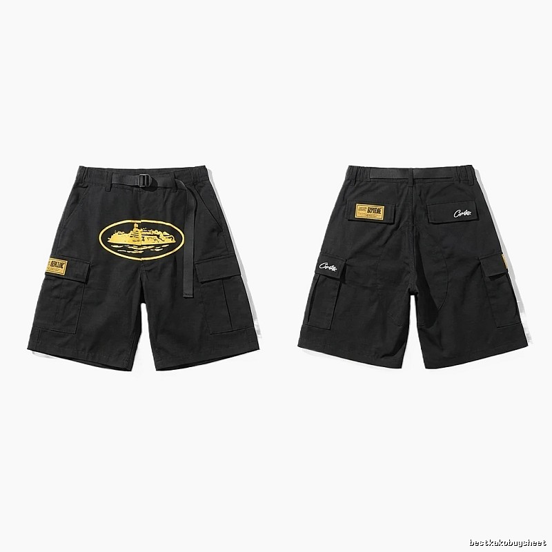 Corteiz workwear-style black shorts