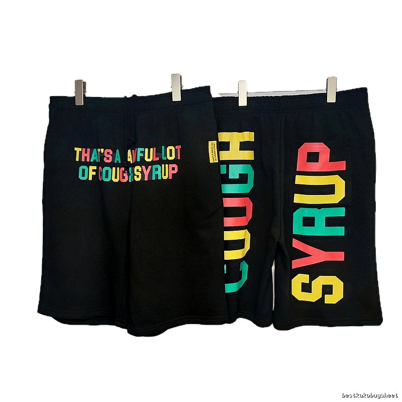 COUGH SYRUP Printed Street Style Black Shorts