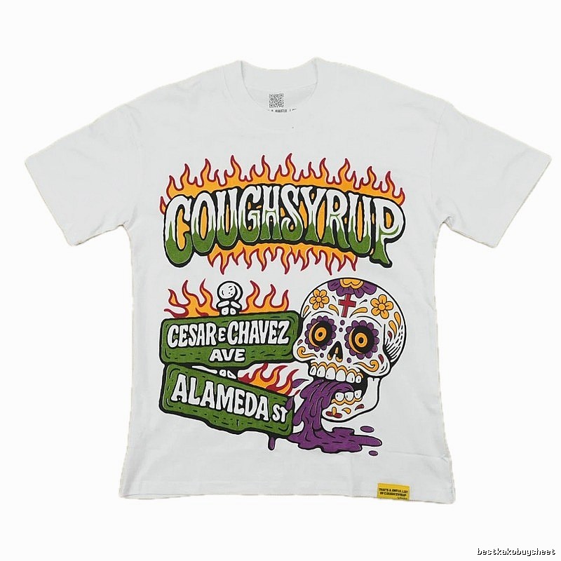 COUGHSYRUP Skeleton Print Street Style White T-Shirt