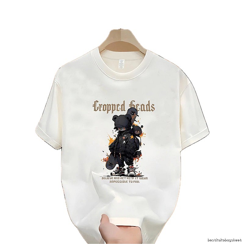 Cropped Heads Trendy Bear Street Style White T-shirt