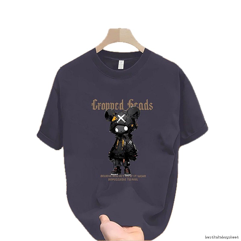 Crowned Heads Mechanical Bear Street Style Charcoal Gray T-Shirt