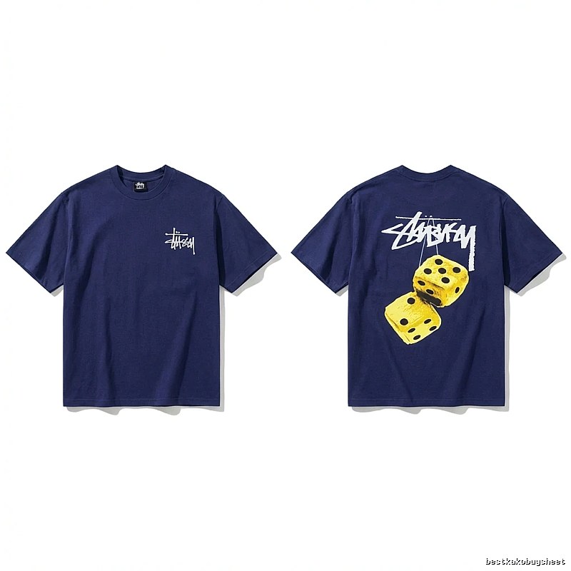 Deep blue T-shirt with Stussy dice print