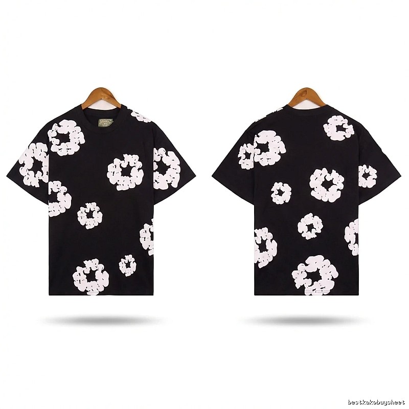 DENIM TEARS Black and White Retro Short-sleeve Shirt