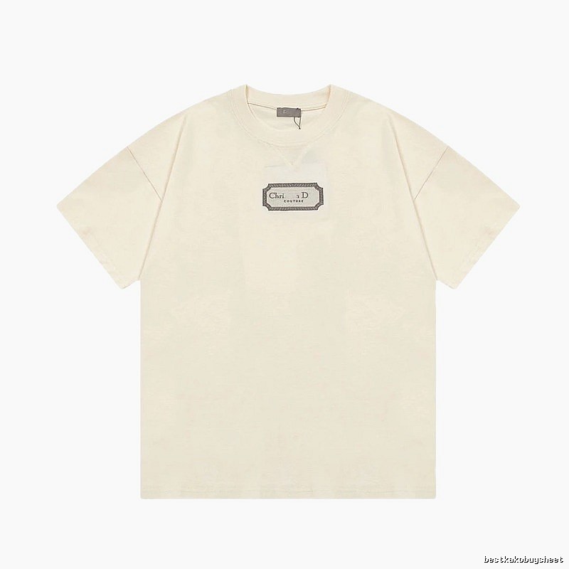 Dior Couture Minimalist Style Off-White Short-sleeve T-shirt
