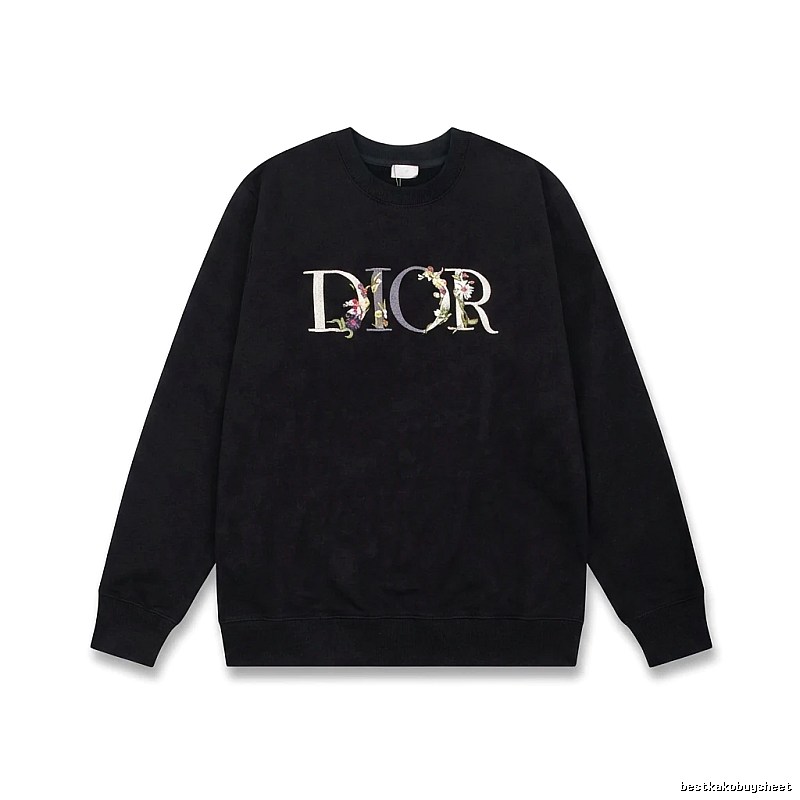 Dior Floral Alphabet Style Black Sweatshirt