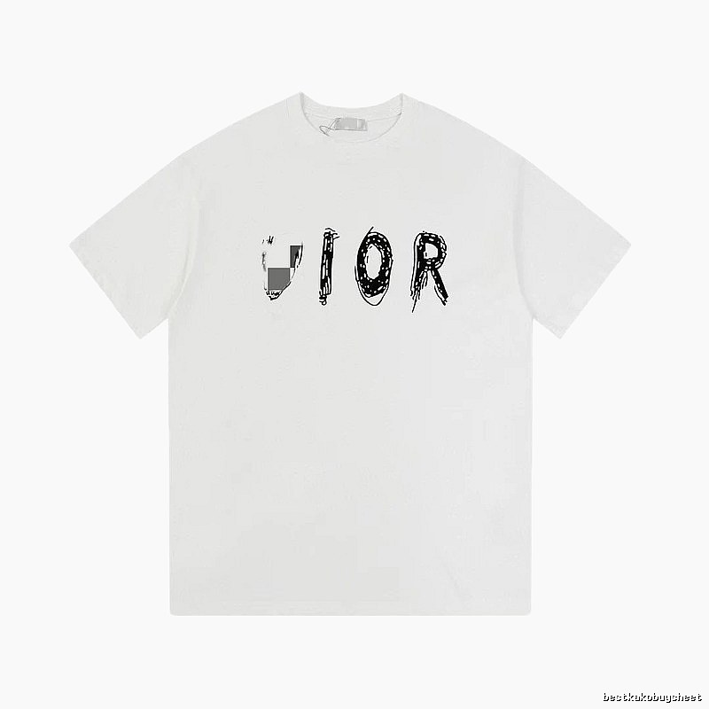 Dior Graffiti Street Style White Short-sleeve T-shirt