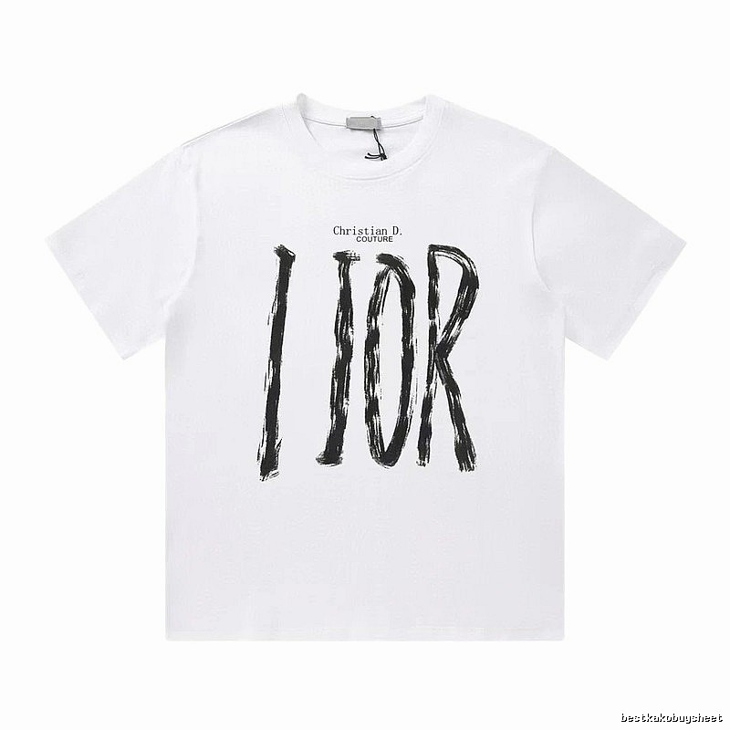 Dior Haute Couture Graffiti Casual Style White T-Shirt