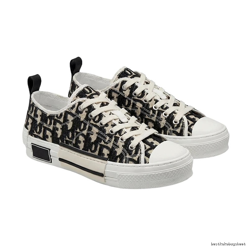 Dior monogram style black and white canvas shoes