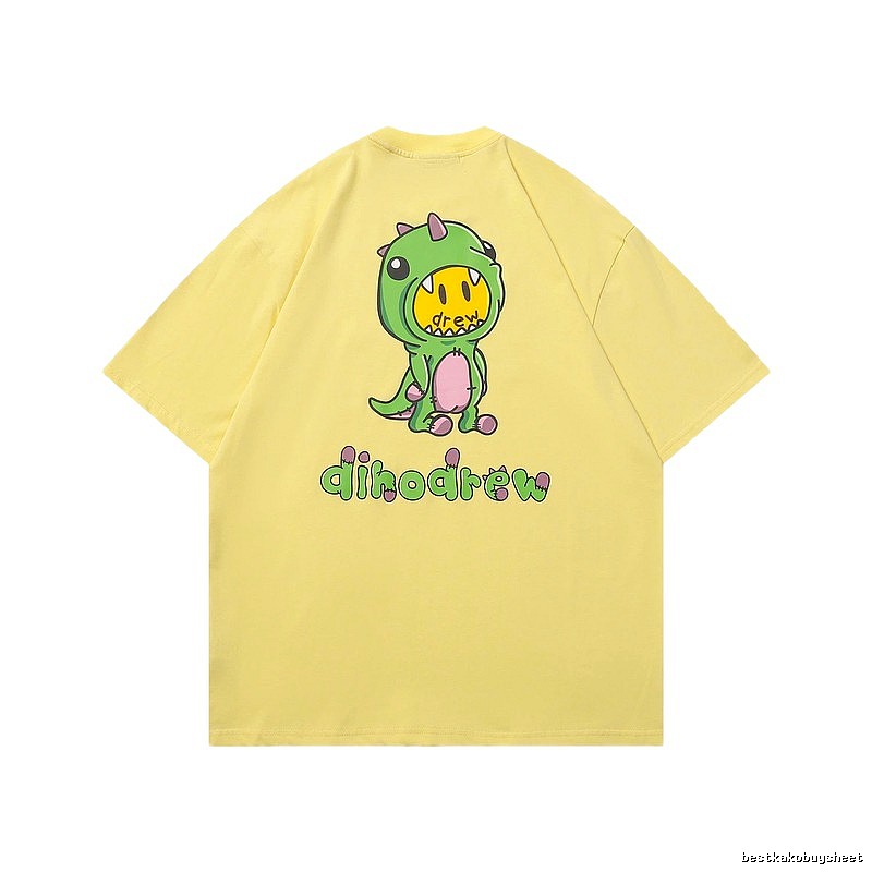 DREW Dinosaur Print Street Style Yellow Short-sleeve T-shirt