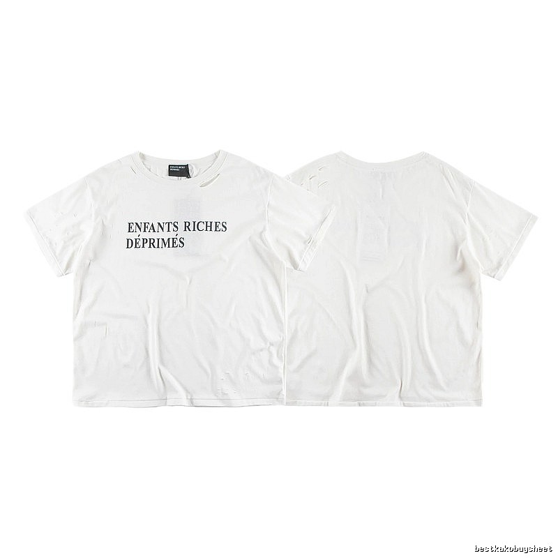 ERD Letter Ripped Street Style White T-Shirt