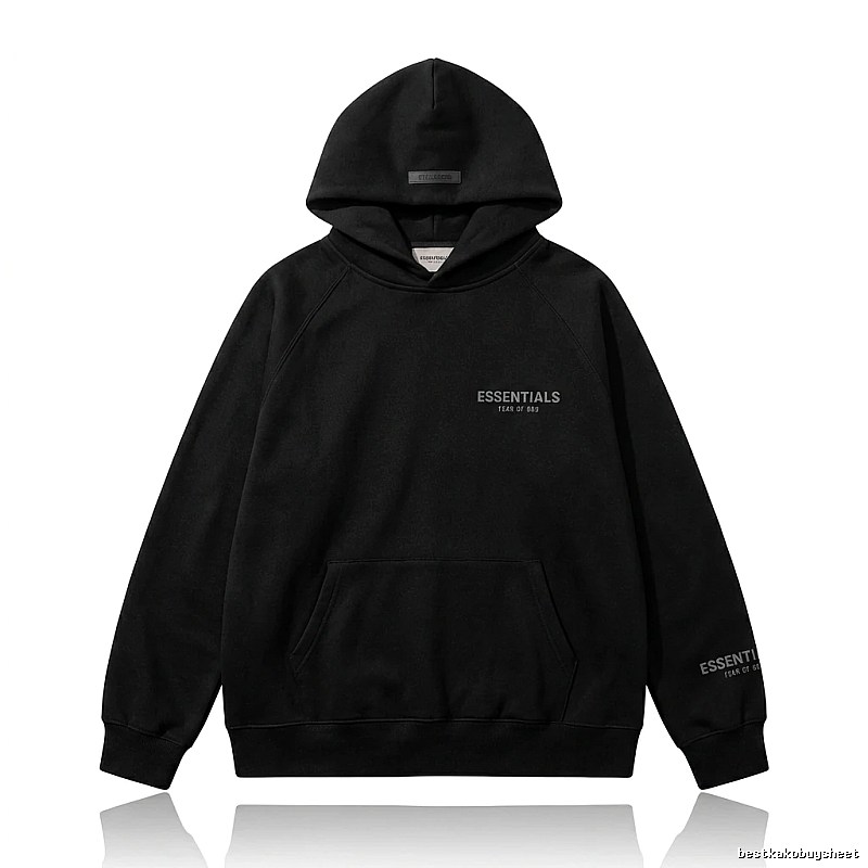 ESSENTIALS minimalist style black hoodie