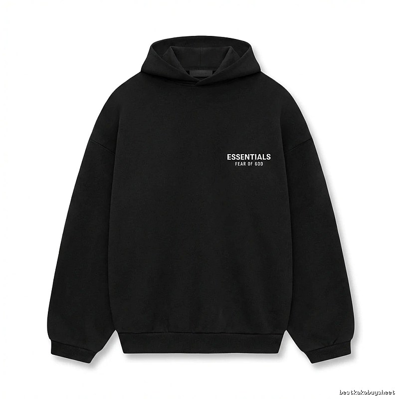 ESSENTIALS minimalist style black hoodie