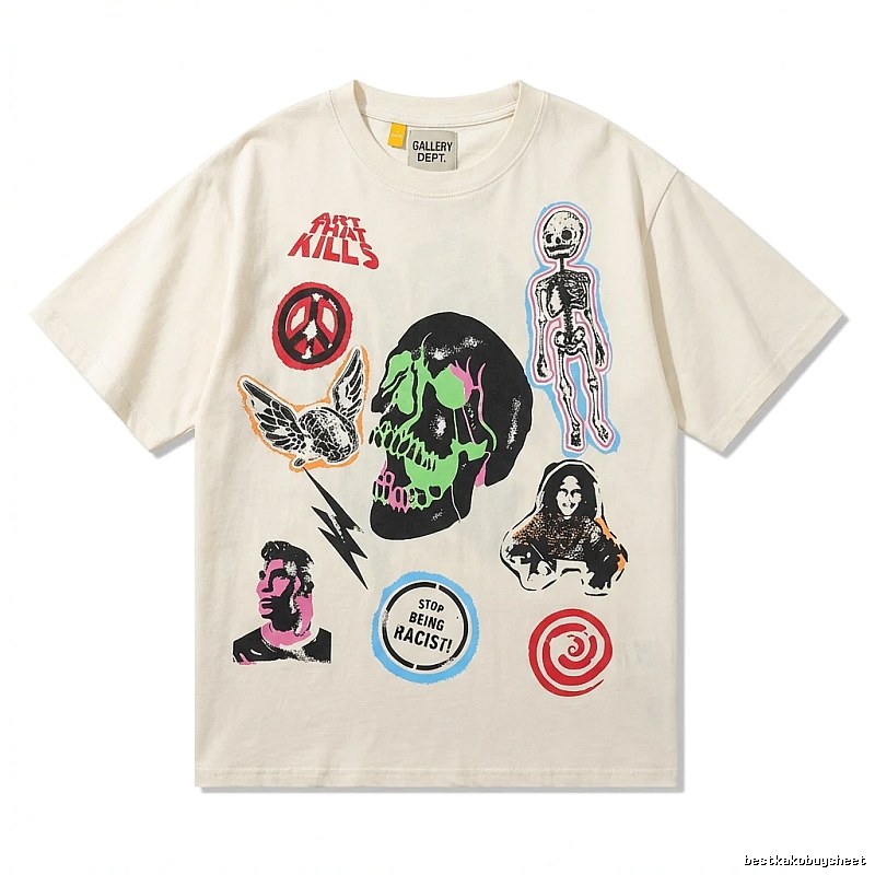 Gallery Dept Skeleton Print Trendy and Cool Style T-shirt