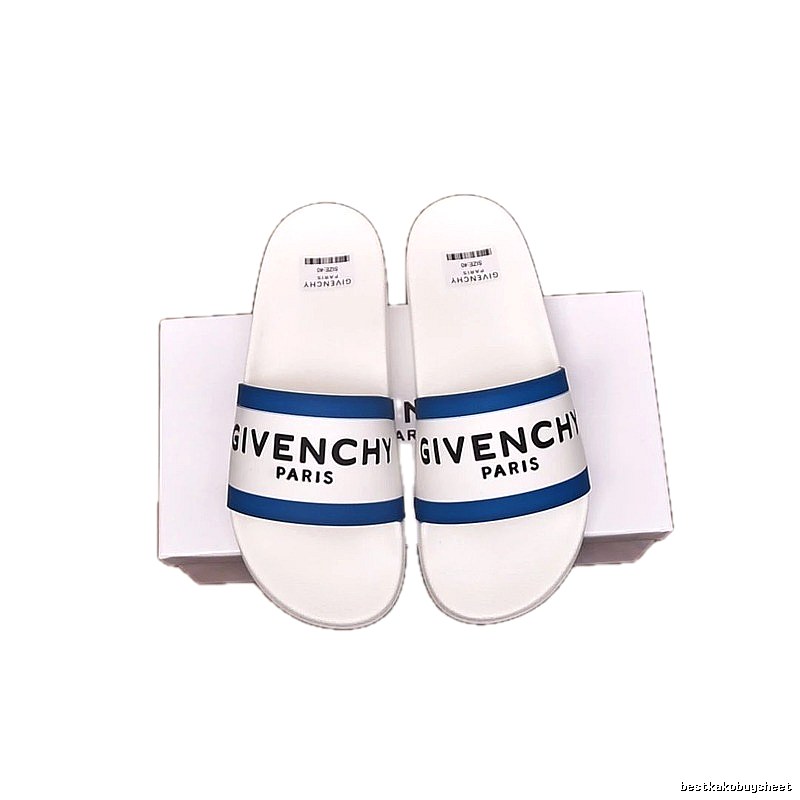 Givenchy Classic Letter Light Luxury Style White and Blue Slippers