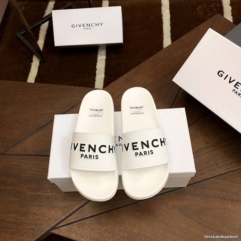 Givenchy Letter Print Minimalist Style White Slippers