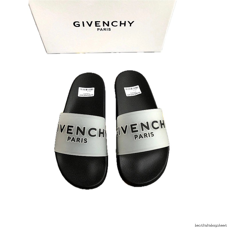 Givenchy Minimalist Letter Black-Grey Spliced Slide Sandals